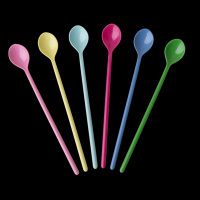 Rice 6 melamine latte spoons in assorted classic colors One Size