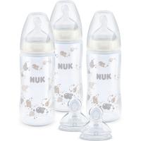 NUK Tåteflaske inkl ekstra flaskesmokk, First Choice+, Silikon, 5 deler, Hvit/grå One Size