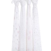 Aden + Anais 4-pack Swaddles White & Pink Lovely Reverie One Size