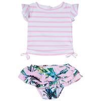 Snapper Rock Pink and White Stripe Royal Palm Ruffle Set 6-12 months