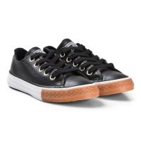 Converse Black Chuck Taylor All Star OX Junior Leather Trainers 34 (UK 2)