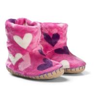 Hatley Pink Multi Hearts Fleece Tøfler XL (UK 1-2)