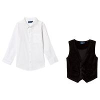 Max Collection Poplin Skjorte med Vest Hvit/Svart 92 cm