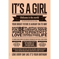 I Love My Type It´s a girl Poster Peach A3 One Size