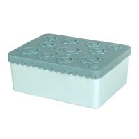 Blafre Lunchbox med 3 rom, Flower Blue-Green One Size