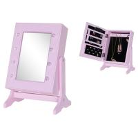 JOX Furniture, Speil & smykkeoppbevaring med LED-belysning, Rosa One Size