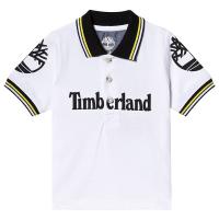 Timberland Pikétrøye i hvit/svart/gul med logo 4 years