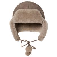 Little Jalo Hat Sheepskin w Pom Poms Brown 44/46 cm