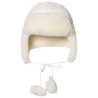 Little Jalo Hat Sheepskin with Pom Poms White 44/46 cm